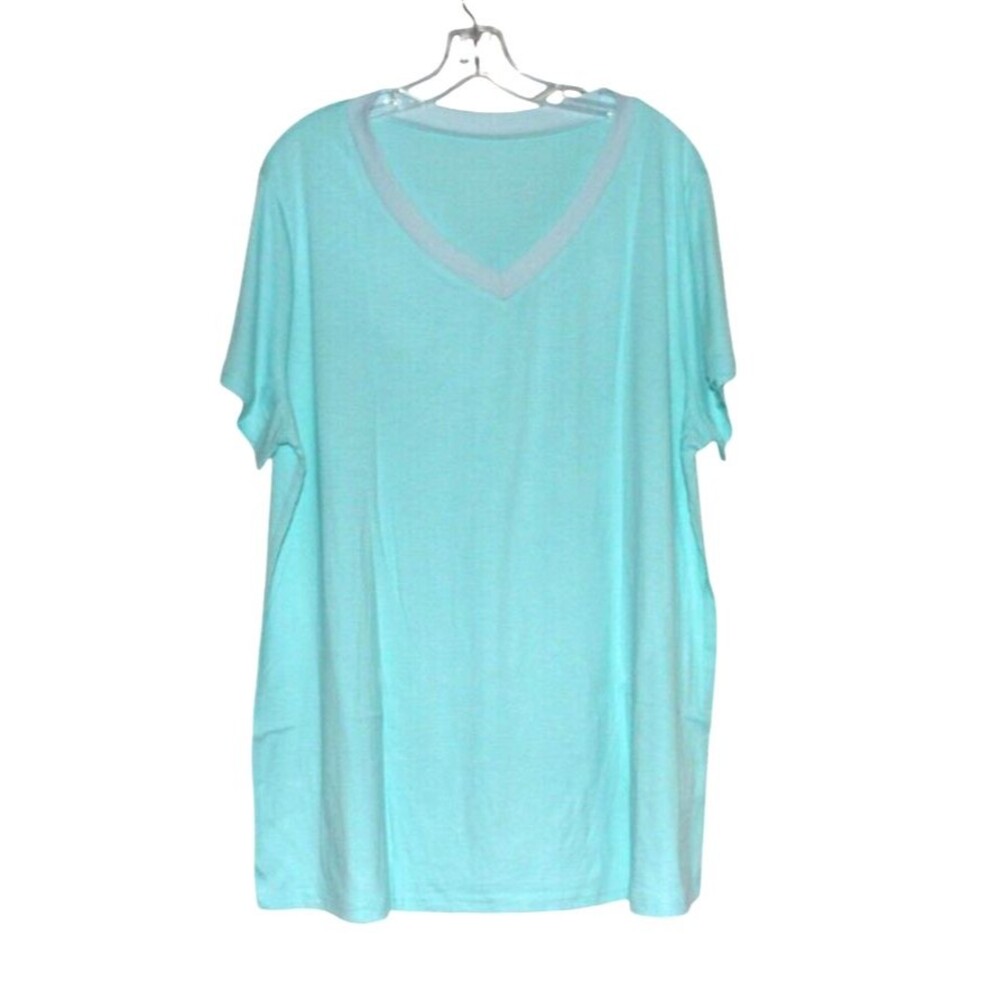 Haloumoning Womens Plus Size 28 V Neck T Shirt Soft Light Blue NIP